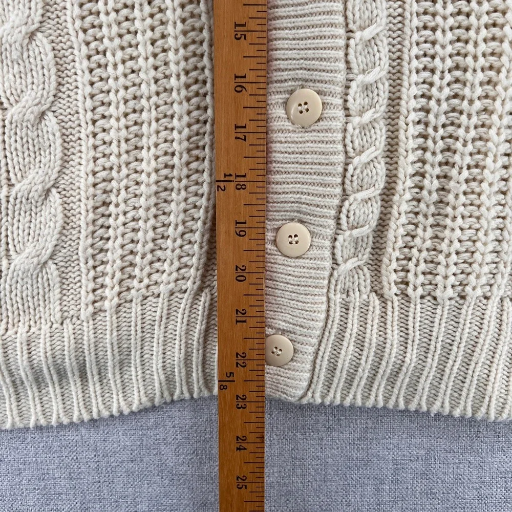 VTG 90s Knights Bridge Cable‎ Knit Fisherman Cardigan Men Large Cream Cozy Ivy